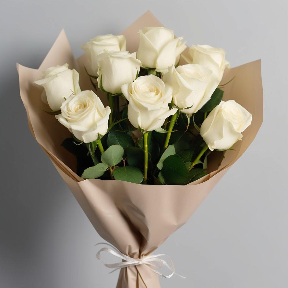 Букет 9 Белых роз Эдлесс Лав в Архангельском Тульской области