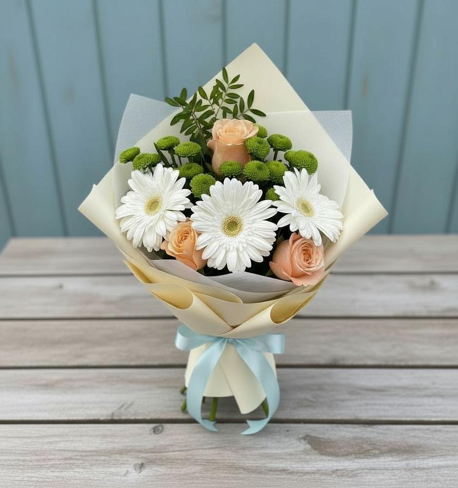 Букет цветов из: Герберы, Розы и Хризантемы в Архангельском Тульской области