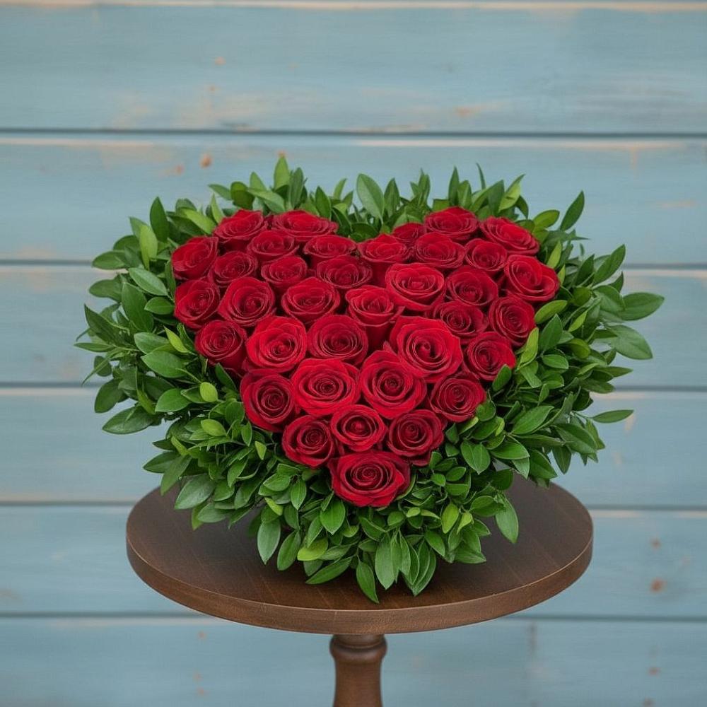 Цветочная композиция из Розы в виде сердца в Архангельском Тульской области