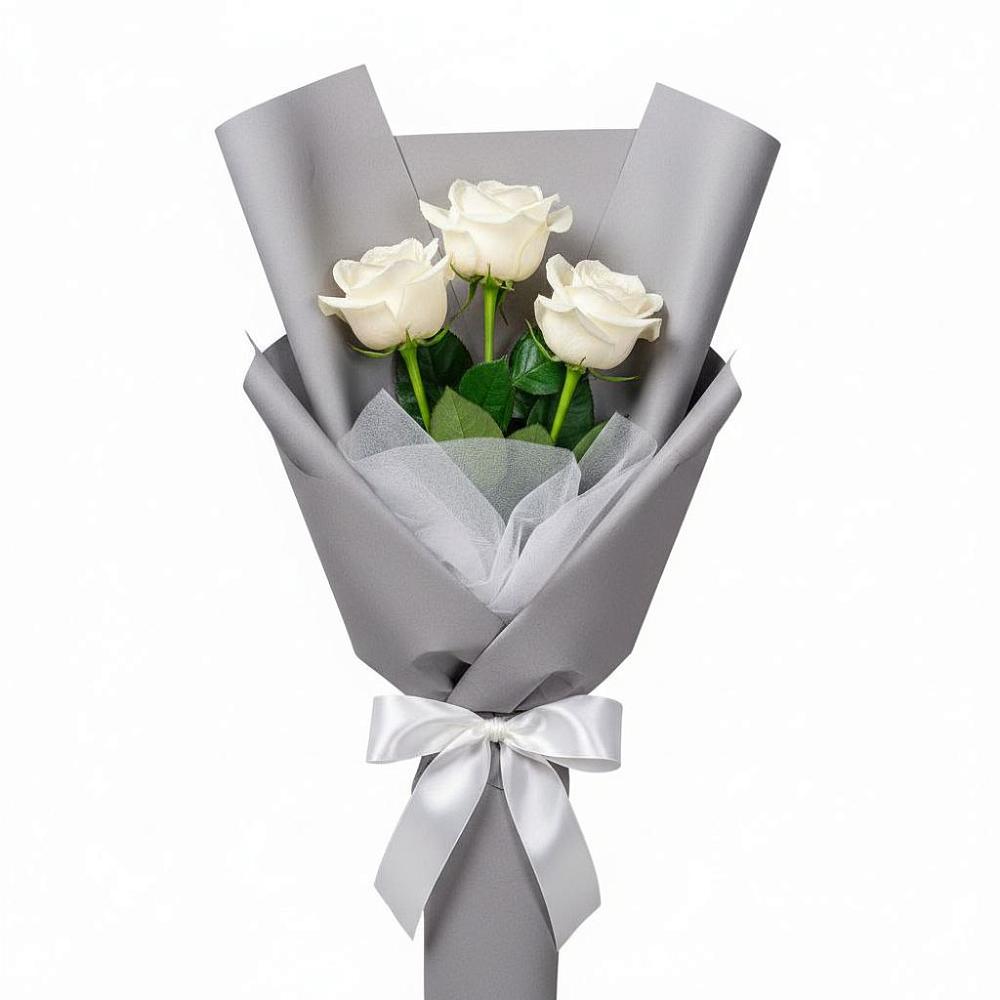 Букет 3 белые розы в Архангельском Тульской области