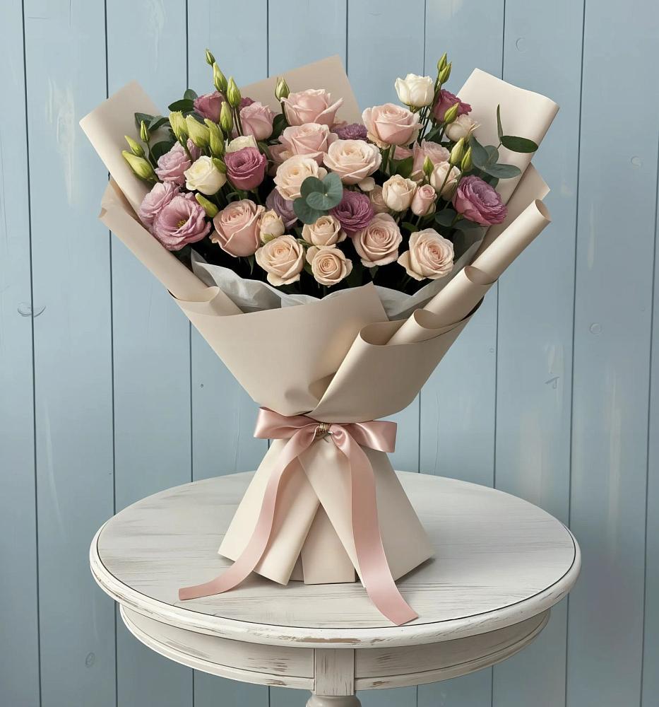 Букет цветов из: Розы и Лизиантусы в Архангельском Тульской области