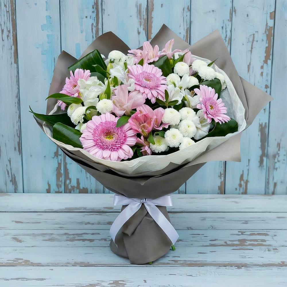 Букет цветов из: Герберы, Альстромерии и Хризантемы в Архангельском Тульской области