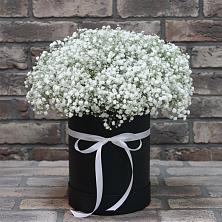 Цветочная композиция из Гипсофила в шляпной коробке в Архангельском Тульской области
